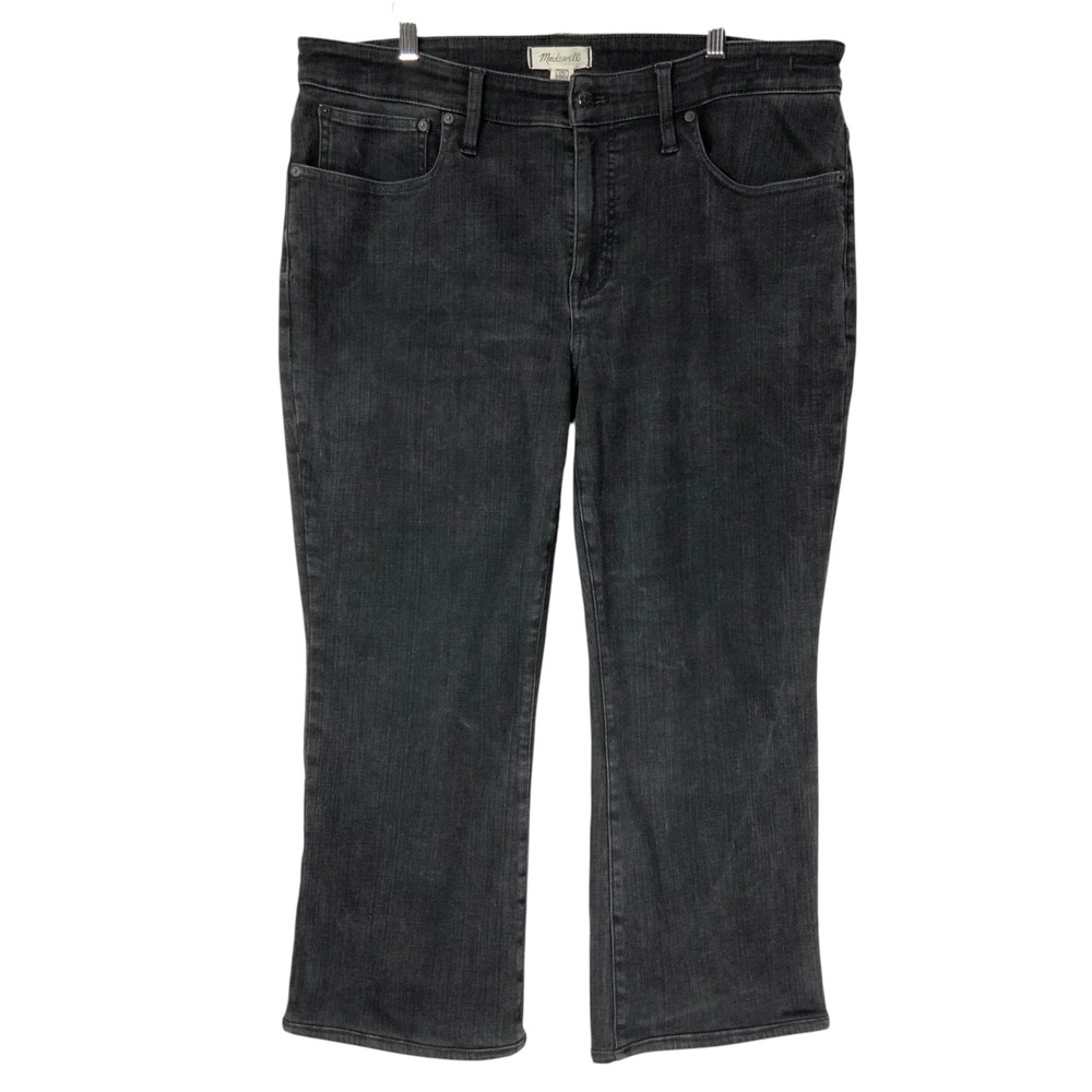 Madewell Mid-Rise Kick Out Jeans Black Flare Stretch Denim Plus Size 18W